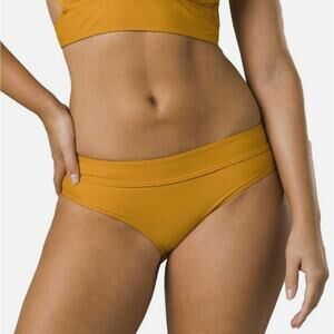 PRANA Womens Ramba Bikini Bottom Medium Yellow Deep Solstice Banded Waist NWT